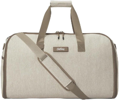 Halfday Convertible 2-in-1 Garment Duffel Weekender Bag 45L | Wrinkle-Free Travel, Hanging Suit Compartment, Shoe Pockets, Trolley Sleeve. Durable & Water-Resistant Carry-On, Stone