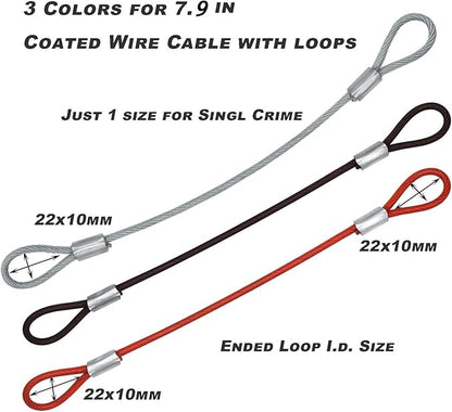 15 pcs 7.9 inch(20cm) 3mm Thickness Stainless Steel Wire Cable with Loops Vinyl Cover Coated Short Rope Lanyard Lock Safety Tether Chains,Clear