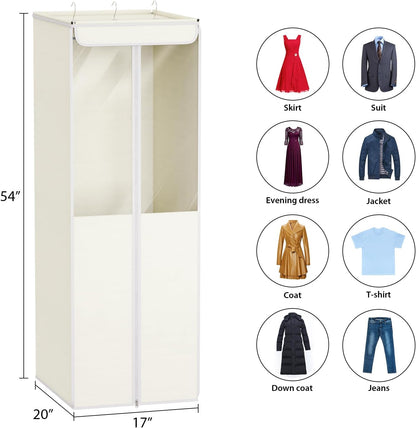 Univivi Garment Bags for Hanging Clothes, 2 Pack Large Clothes Storage Bags Closet Organizer with Clear Window, Premium Hanging Garment Storage Bag for Suits, Coats, Dresses, 54" (Beige)