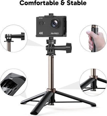 AKASO EK7000 4K30fps Action Camera with Mini Selfie Stick Tripod and Carrying Case Bundle EIS 131ft Waterproof Camera 4X Zoom Remote Control 20 MP Underwater Camera