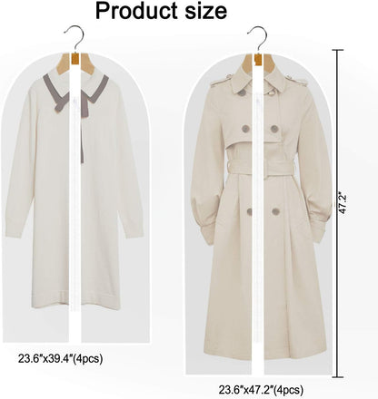 Pwsap 8Pack Breathable Clothes Covers with Zip, Hanging Garment Covers Bags Dress Bag Covers MothProof Mens Suit Storage Bag Dust Cover for Wardrobe Storage and Travel