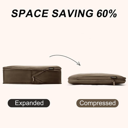 4 Set Compression Packing Cubes for Travel, Suitcases and Backpack Space Saving Organizers (Charcoal Gray)
