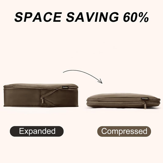 4 Set Compression Packing Cubes for Travel, Suitcases and Backpack Space Saving Organizers (Charcoal Gray)