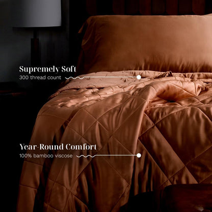LUXOME Lightweight Blanket | 100% Rayon (Viscose) from Bamboo Fabric & Fill | Full/Queen - 86"x92" | Super Soft | Thermal-Regulating | Terracotta