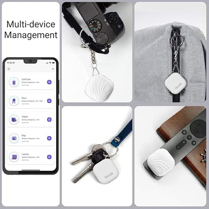 Key Finder, Bluetooth Tracker Item Locator with Key Chain for Keys Pet Wallets or Backpacks and Tablets, Batteries Include -White