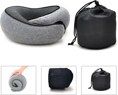 RURING Travel Pillows for Airplanes, Travel Neck Pillow Travel Pillow, Neck Pillow Airplane Memory Foam 360 Degree Support Stowable Pillows for Airplanes Offices and Cars 2PCS (Black)