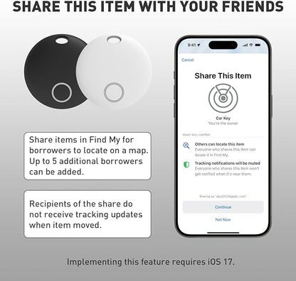 Air Tracker Tags-4 Pack [Apple MFi Certified] (iOS Only), Smart Bluetooth Tracker, Compatible with Apple Find My, Item Locator for Keys, Luggage, Wallet, Suitcase, Bags, IP67 Waterproof