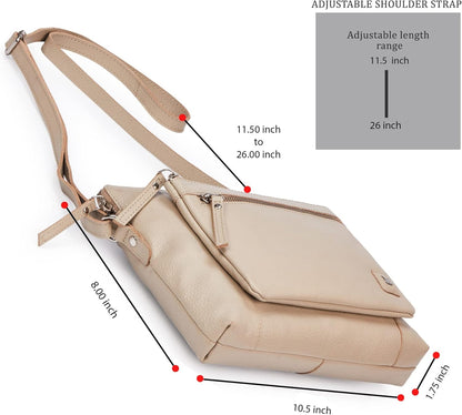 Wise Owl Accessories Small Soft Pebbled Real Leather Crossbody Handbags Purses Sling Crossover Shoulder Bag