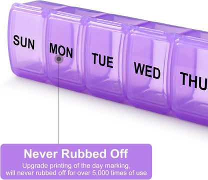 Small Pill Organizer 2 Times a Day, 2 Pack 7 Day Pill Box 1 Time a Day, Travel Friendly Day Night Vitamin Organizer, Weekly Pill Case Container