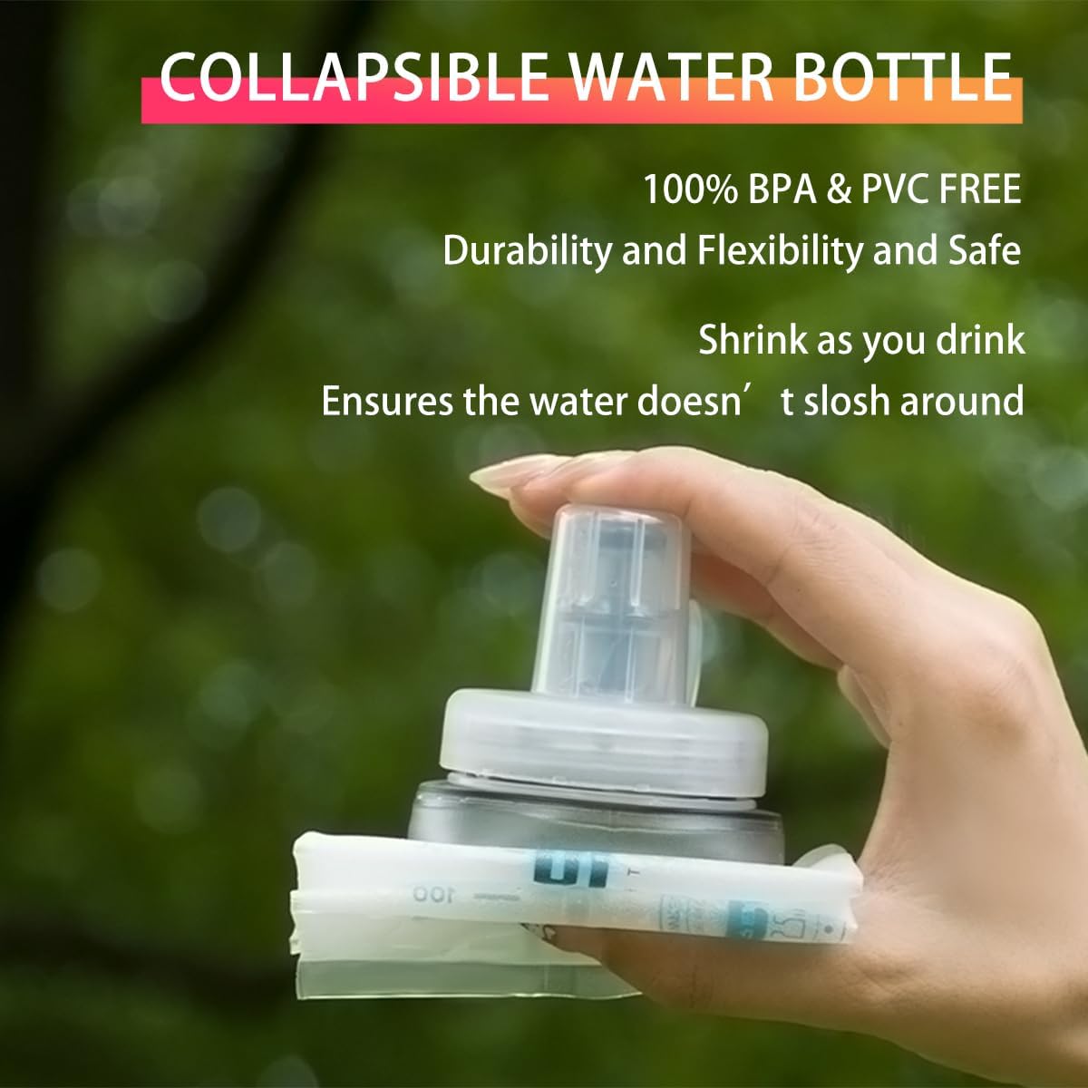 Soft Flasks Soft Running Water Flask Collapsible Soft Water Bottles Small BPA-Free for Sports Hiking Hydration Pack 500 ml/17oz，300 ml/10oz（500ml,red）