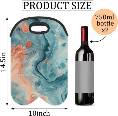 Wine Carrier Tote Personalized Bag for 2 Bottles - Neoprene Wine Bottle Holder with Carry Handle, Wine Protective Bag Insulated Bag Beer Cans Water Bottle Holder for Travel Picnic,Style25