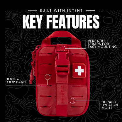My Medic Sidekick Pro - Camping Hiking and Backpacking First Aid Kit - 70 Items with Tourniquet - HSA and FSA Eligible - Small Ifak Great for Travel or Motorcycle - Portable Emergency Kit – Red