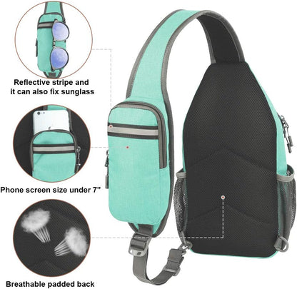 WATERFLY Crossbody Sling Backpack Sling Bag Travel Hiking Chest Bag Daypack