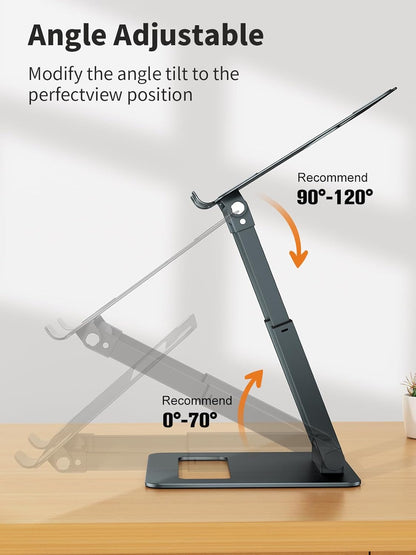 tounee Laptop Stand for Desk Adjustable Height, Telescopic Computer Stand with Pull Out Design Ergonomic Laptop Riser Fits All Laptops 10-17"-Gray