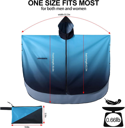 Rain Poncho Jacket Coat Hooded Zipper Style for Women/Men/Adult with Pocket