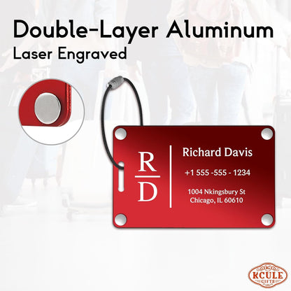 Luggage Tags for Suitcases 4 Pack: Personalized Luggage Tags for Backpacks & Bags Tags with Coustomizable Texts (Red)