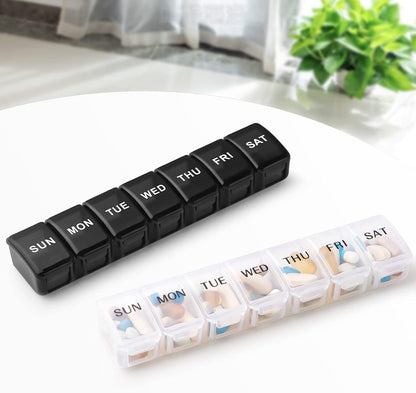 Small Pill Organizer 2 Times a Day, 2 Pack 7 Day Pill Box 1 Time a Day, Travel Friendly Day Night Vitamin Organizer, Weekly AM PM Pill Case Container
