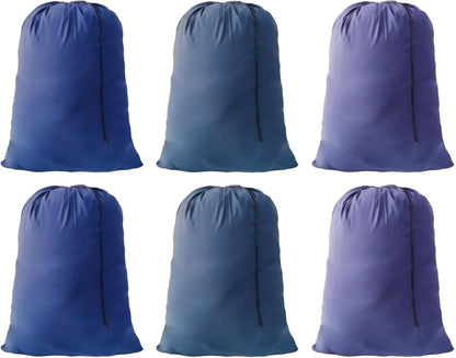 Extra Large Laundry Bag Travel Laundry Bags with Drawstring Closure, 30"x40" Machine Washable Dirty Clothes Organizer for college, dorm and apartment dwellers (6 Pcs Blue)