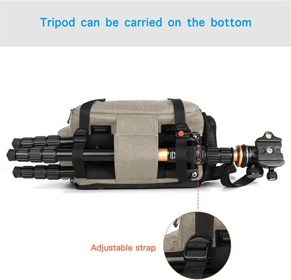 MOSISO Camera Bag Sling Backpack, DSLR/SLR/Mirrorless Full Open Camera Case with Tripod Holder&Rain Cover&Modular Insert, Photography Backpack Compatible with Canon/Nikon/Sony/Fuji, Khaki