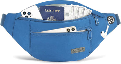 MAXTOP Large Crossbody Fanny Pack with 4-Zipper Pockets,Gifts for Enjoy Sports Festival Workout Traveling Running Casual Hands-Free Wallets Waist Pack Phone Bag Carrying All Phones