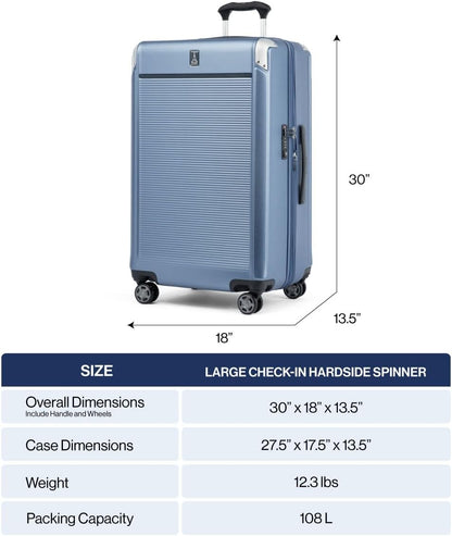 Travelpro Platinum Elite Hardside Expandable Checked Luggage, 8 Wheel Spinner, TSA Lock, Hard Shell Polycarbonate Suitcase, True Navy Blue, Checked Large 28-Inch