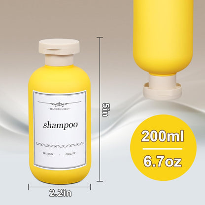 ASEVAT 6.7oz Leak Proof Travel Bottle with Flip Cap, Shampoo and Conditioner Bottle Set, Refillable Containers for Lotion, Cream Shampoo