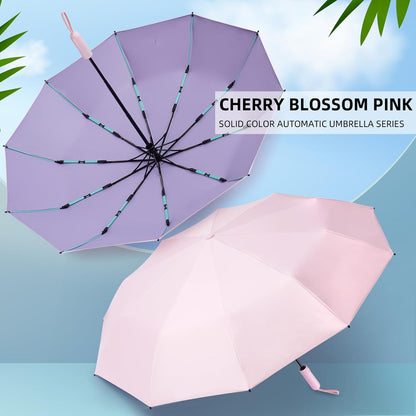 Folding Umbrella Anti-UV Compact Durable Folding Umbrella Auto Open Close Windproof Travel Umbrella Premium Grip Fits Backpack