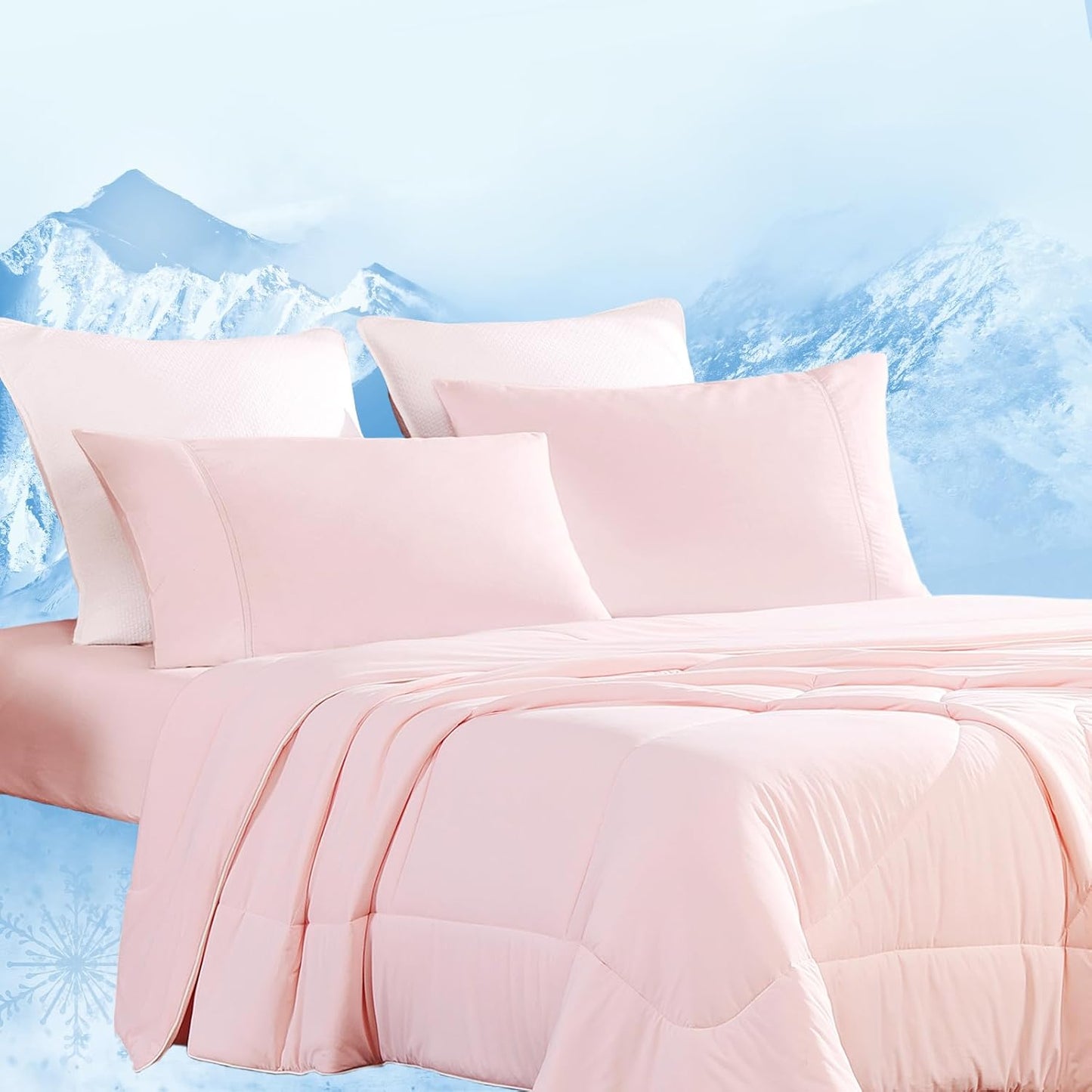 Dream Valley® Outlast® Deepsleep Cooling Comforter, Twin Size, NASA-Grade Space Technology Cooling Blanket for Hot Sleepers Night Sweats, Q-Max > 0.45 Aerocool™ Breathable, Pink Blush, 68"x90"