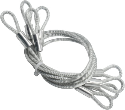 4 pcs 47 inch (120cm) 5mm Thickness Vinyl Cover Coated Galvanized Steel Wire Cable with Loops Security Lanyard Rope Tether Lock, Clear