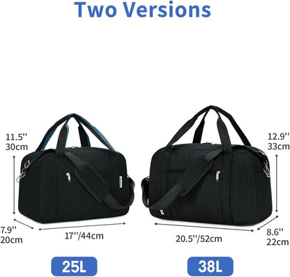 Narwey Carry on Bag 22x14x9 Airlines Approved, Carry on Duffle Bag for Airplane with Wet Pocket, Travel Duffel Bag Luggage Bag Weekender Overnight for Women Men (Black)