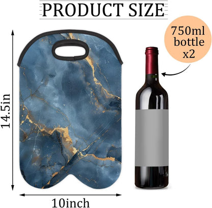Wine Carrier Tote Personalized Bag for 2 Bottles - Neoprene Wine Bottle Holder with Carry Handle, Wine Protective Bag Insulated Bag Beer Cans Water Bottle Holder for Travel Picnic,Style23