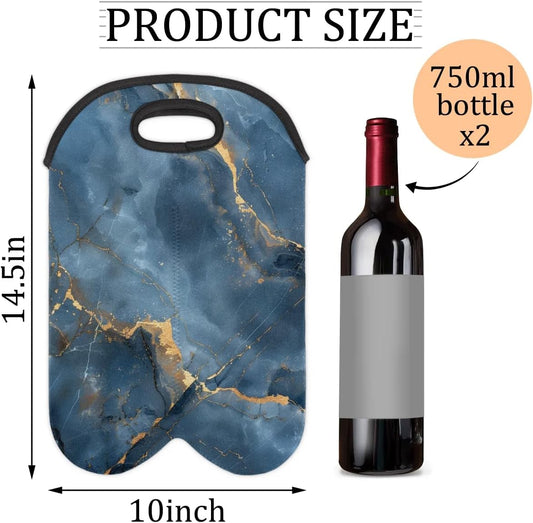 Wine Carrier Tote Personalized Bag for 2 Bottles - Neoprene Wine Bottle Holder with Carry Handle, Wine Protective Bag Insulated Bag Beer Cans Water Bottle Holder for Travel Picnic,Style23