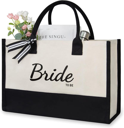 TOPDesign Canvas Tote Bag, Bridal Shower Gifts for Bride, Wedding Bachelorette Bride Gifts Shoulder Bag