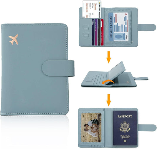 Melsbrinna Rfid Passport Holder for Travel women/Men, Cute Passport Wallet Rfid Blocking Card Slots, Rfid Passport Cover/CaseTravel Wallet, Passport Book Holder (1, Green2)