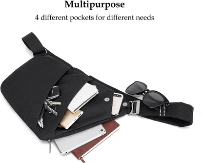 Anti-Theft Crossbody Sling Bag Unisex Slim Water Resistant Shoulder Bag Outdoor Casual Hiking Daypack