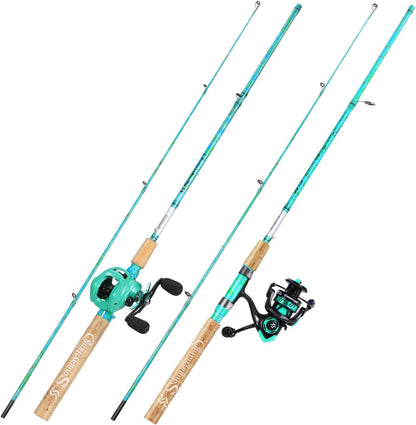 Sougayilang Fishing Rod and Reel Combo, 2-Piece 5-Foot 6-Inch Graphite & Fiberglass Rod, Durable and Strong, Quickset Anti-Reverse Fishing Reel (1Pack/2Pack)