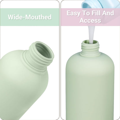 ASEVAT 3.4 oz/4 Pack Travel Bottles for Toiletries, Small Travel Shampoo and Conditioner Bottles, Refillable Containers Leak Proof, Plastic Squeeze Bottles with Flip Cap, green+blue