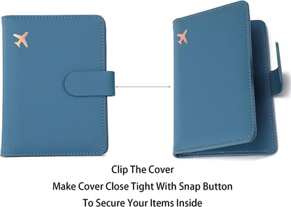 Melsbrinna Premium Leather Passport Holder Covers Case, Waterproof Rfid Blocking Travel Wallet Passport Holder with Pen Holder, Cute Passport Book for Women/Men