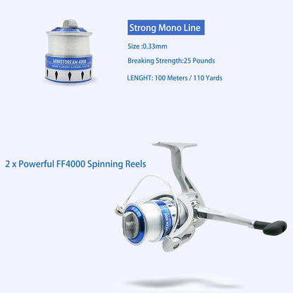 Fishing Pole Combo Set,2.1m/6.89ft 2PCS Collapsible Rods 2PCS Spinning Reels Lures Set Carrier Bag Carbon Fiber Telescopic Fishing Rods Sea Saltwater Freshwater Kit Fishing Rod Reel Combos