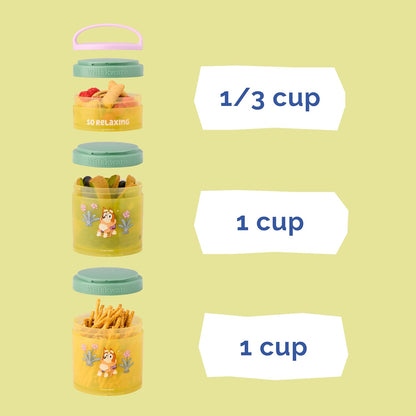 Whiskware Bluey Stackable Snack Containers for Kids and Toddlers, 3 Stackable Snack Cups for School and Travel, Bluey and Bingo, So Relaxing!