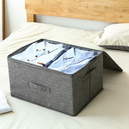 ANMINY 2PCS Storage Bins with Zipper Lids 51.9 Qt Lidded Fabric Storage Boxes Baskets Cubes with Handles Collapsible Washable Cotton Linen Closet Shelf Clothes Organizer - Gray, Extra Large