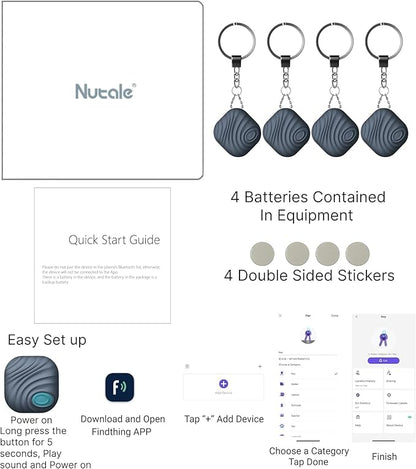 Findhting Key Finder Tag - Bluetooth Tracker Item Locator with Key Chain - Both iOS and Android Compatible for Keys Pet Wallets or Backpacks and Tablets (Blue)