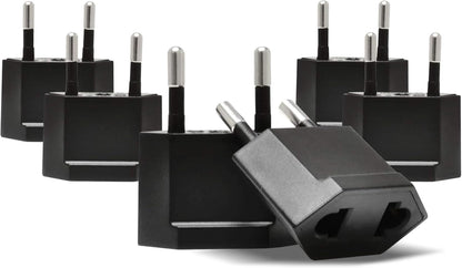 Ceptics USA, Canada to European Plug Adapter - Type C Adapter compatible in Europe, Canada to European travel plug adapter Ideal for Phones, Camera & more - CE Certified - RoHS Compliant - 6 Pack
