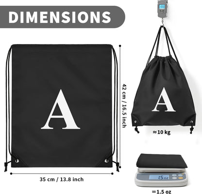 ZOMFELT 6Pcs Drawstring Backpack Drawstring Gym Bags, Foldable Draw String Backpack with Multiple Colors and Letters, Lightweight Polyester Cinch Bag for Gift, Beach, Sports, Travel, Swim (Letter A)
