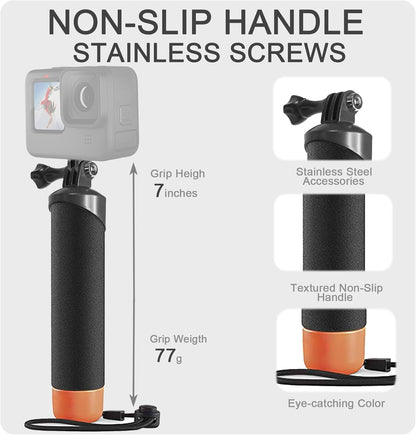 FitStill Carrying Protective Case Include 60M/196FT Underwater Waterproof Shell&Dive Filters&Silicone Case&Screen Protector&Monopod Floating Hand Grip Dive Go Pro Hero 12/11/10/9 Black Accessory Kit