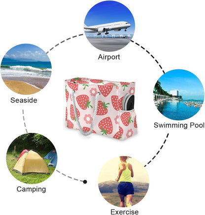 senya Large Beach Bags Totes Canvas Tote Shoulder Bag Soft Wave Water Resistant Bags for Gym Travel Daily Ocean