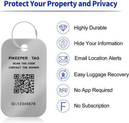 Smart QR Code Luggage Tags - Show Location When Scanned, Customizable Info with Privacy Protection, 4-Pack Waterproof & Durable Travel Labels for Suitcases, Backpacks & More