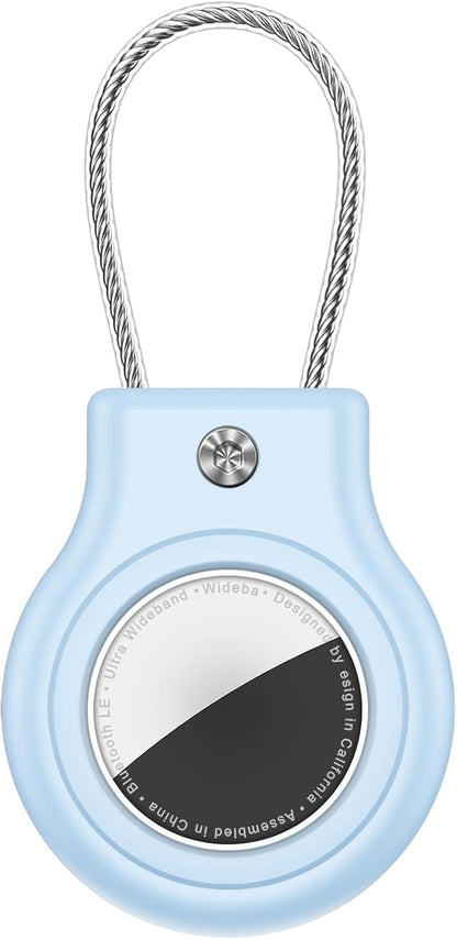 Waterproof Airtag Holder,Airtag Case with Secure Lock,Airtags Keychain for Apple Airtag,Anti-Lost Protective Cover Air tag Accessories for GPS Item Finder Tracker Luggage,Bag,Key,Pet,Cat Dog,Sky Blue