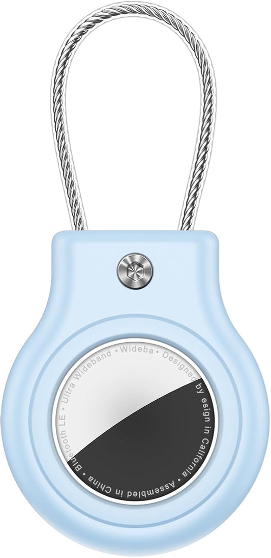 Waterproof Airtag Holder,Airtag Case with Secure Lock,Airtags Keychain for Apple Airtag,Anti-Lost Protective Cover Air tag Accessories for GPS Item Finder Tracker Luggage,Bag,Key,Pet,Cat Dog,Sky Blue