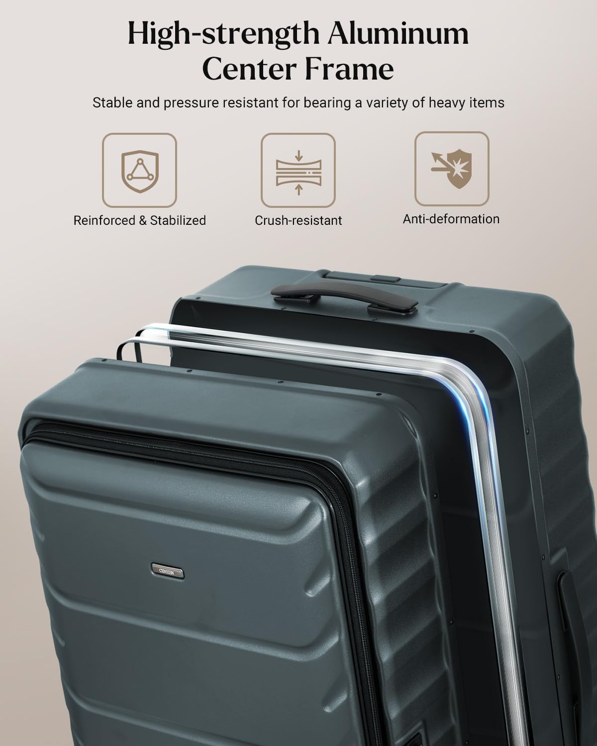 Luggage Sets 2 Pieces, 20/28 Inch PC Hardshell Suitcase with Spinner Wheels, 20 Inch Expandable Clamshell Carry On Luggage and 28 Inch Aluminum Frame Top Opening Checked Luggage (Dark Green)